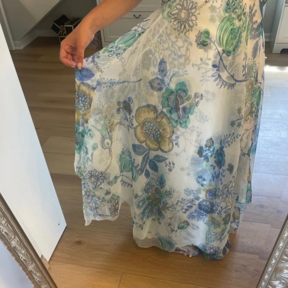 Floral Maxi Dress - Blue and Green - Picture 1 of 6